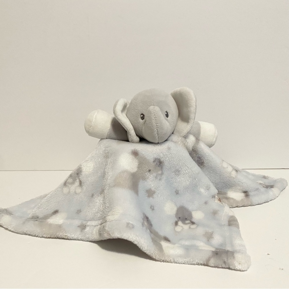 Blankets & Beyond Elephant Lovey Blue Print Plush Soft Boy Cuddle Toy